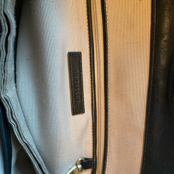 Large Black Leather Ann Taylor Satchel with Brass Hardware - Picture 5 of 10